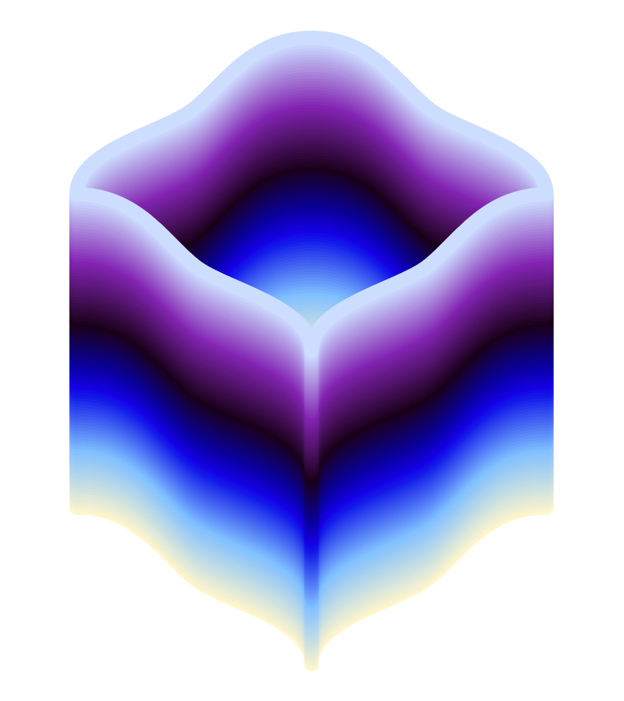 A scallop shape in Adobe Illustrator that has had both an object and color blend applied.