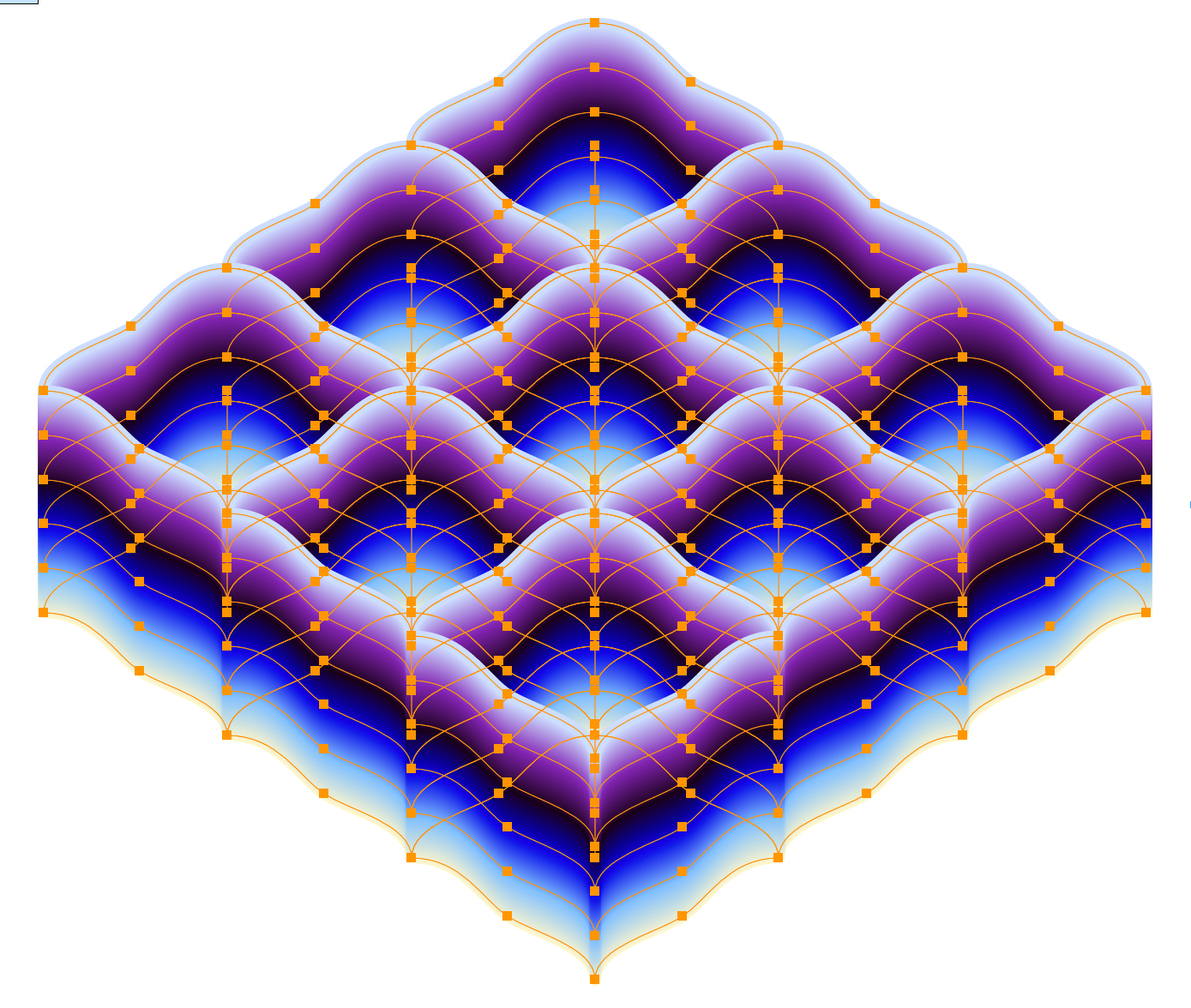Nine lantern shapes aligned into a precise diamond