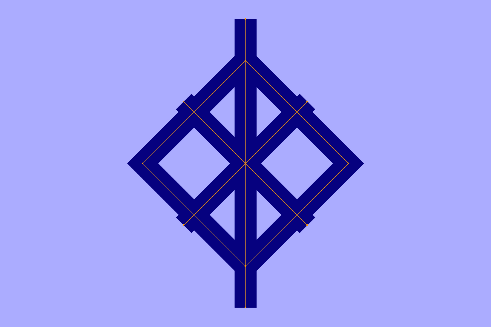 Primitive shapes that will eventually be edited into a Bluetooth symbol